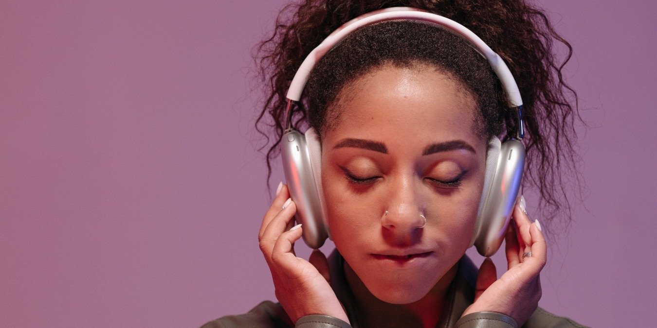 Woman Using Active Noise Canceling Headphones