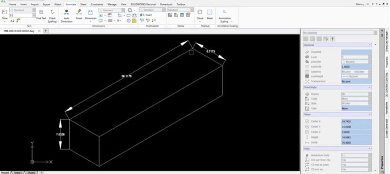 Annotating using DraftSight.