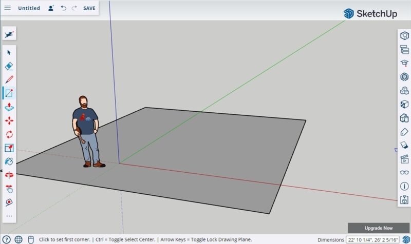Starting a sketch in SketchUp.