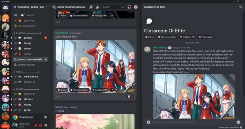 Animazing server view on Discord.