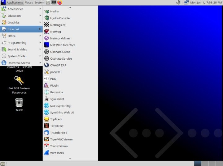 A screenshot of the Network Security Toolkit desktop.
