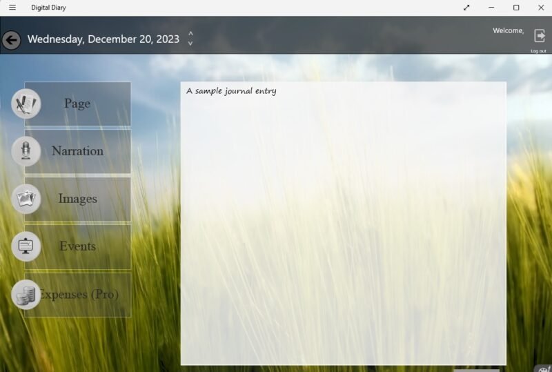 Using Digital Diary to write a journal entry.