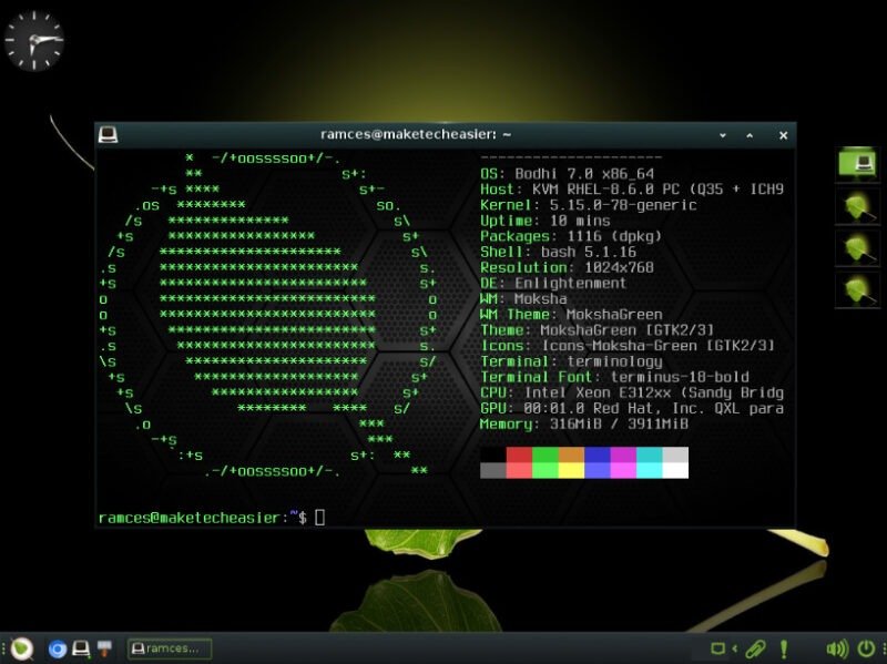 bodhi-min A screenshot showing an example desktop in Bodhi Linux.