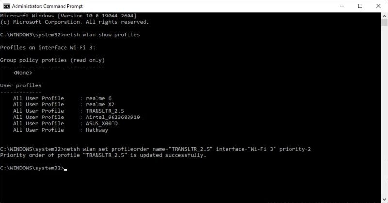 Command Prompt set network priority