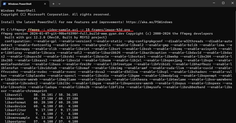 Executing command in PowerShell.