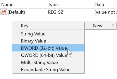 defender-permanent-disable-dword Create a new DWORD value in registry editor.