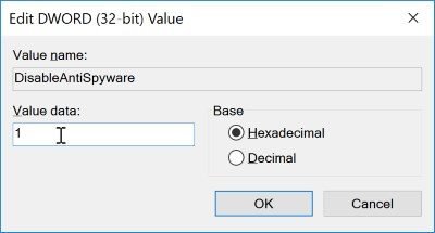 defender-permanent-disable-set Edit DisableAntiSpyware value in the registry to disable Microsoft Defender