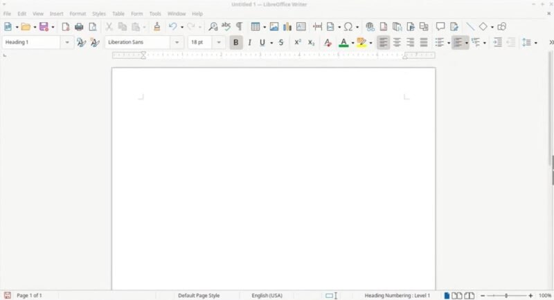 Empty page in a LibreOffice document.