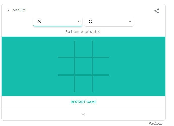 Hidden Google Games Tic Tac Toe