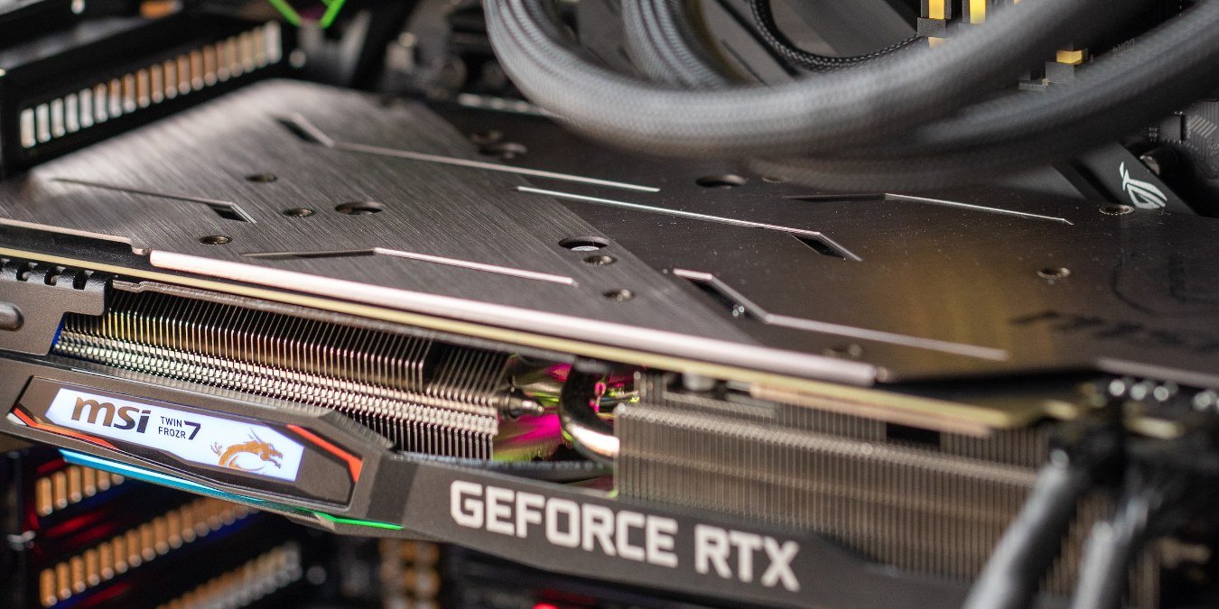 Close up of a graphics card installed inside a PC