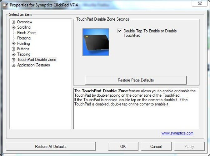 Laptop Touchpad Not Working Touchpad Disable Zone TouchPad Disable Zone properties