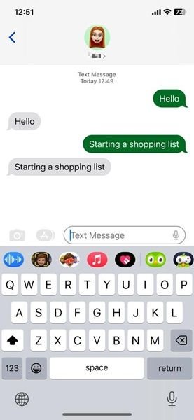 Messaging yourself in iMessage app.
