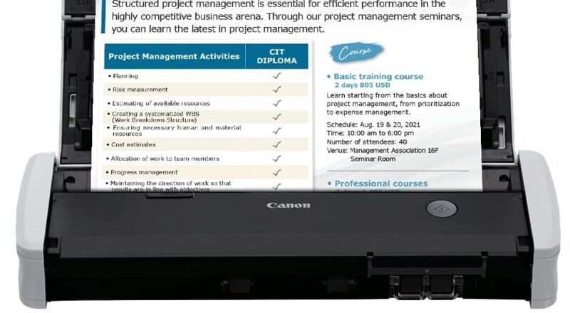 Canon ImageFormula R10 printer in scanning a document