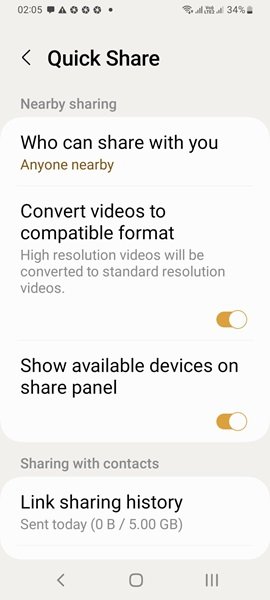 Quick Share Vs Nearby Share: extra features of Quick Share