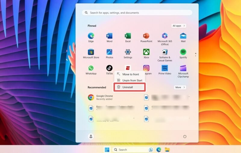 Uninstall Windows programs from Start menu by a simple right click.