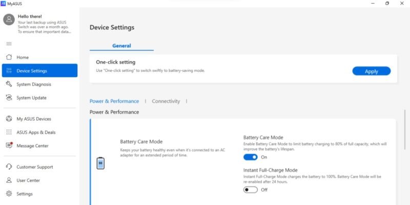 Rog Ally Myasus Battery Care Mode Turn On
