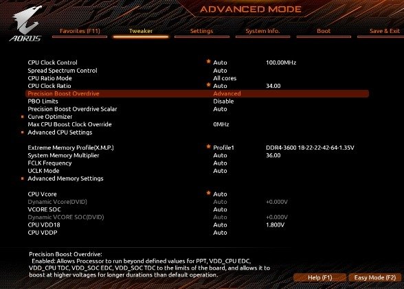 BIOS PBO enable
