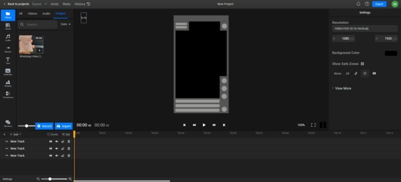 A look at the Safe Zone overlay in the Flixier tool.