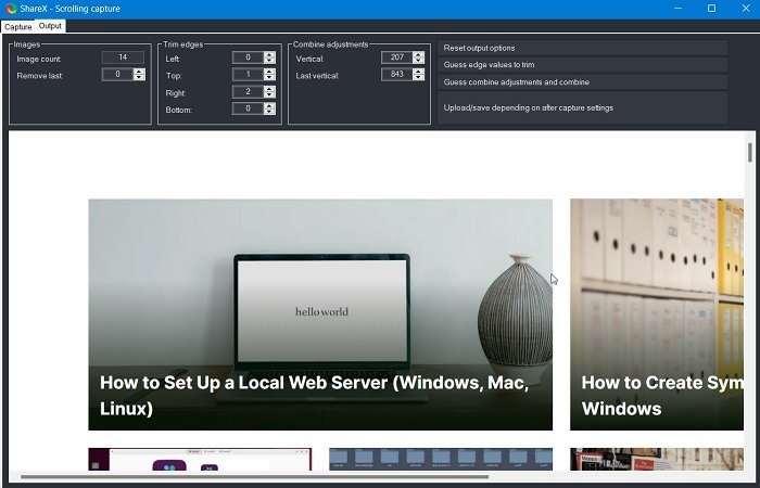 Scrolling Screenshots Windows Apps Sharex Scrolling Capture Mouse Controls