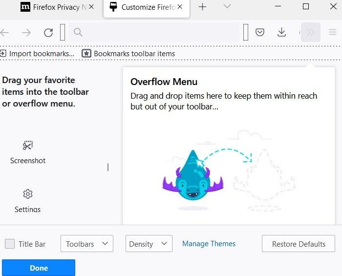 Scrolling Screenshots Windows Mozilla Firefox Drag Favorite Items Right