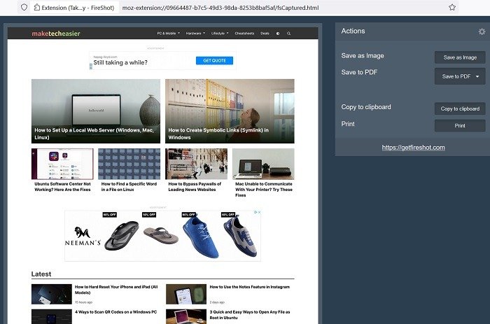 Scrolling Screenshots Windows Mozilla Firefox Fireshot Image Captured