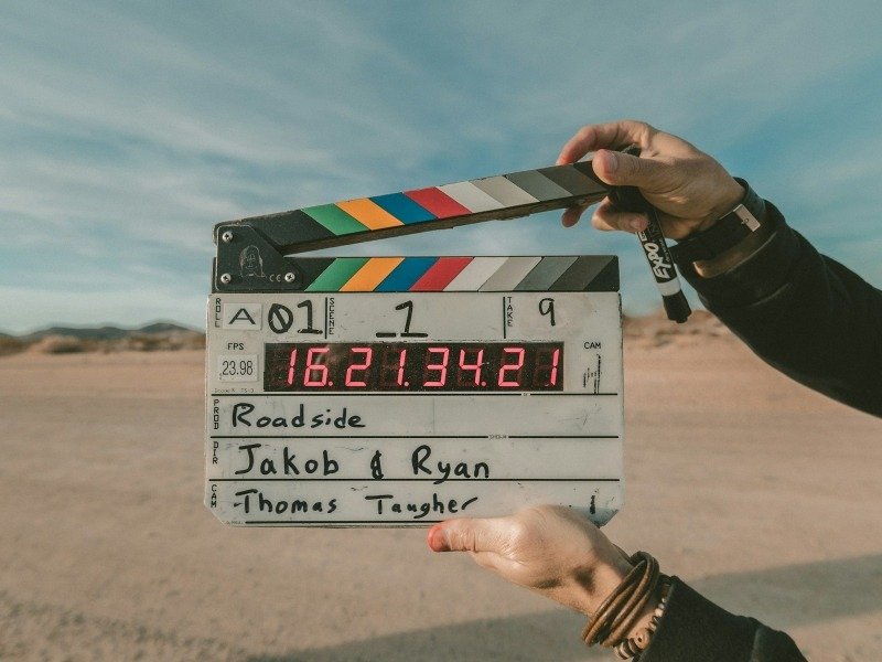 Clap board movie shoot