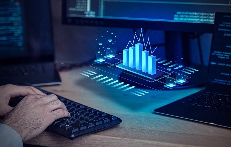 Professional working with data.