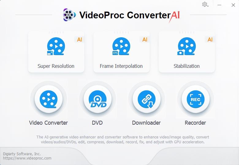 Videoproc Ai Main Menu