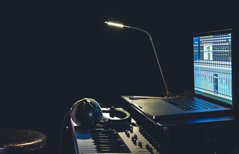 Pair of headphones used in professional setting.