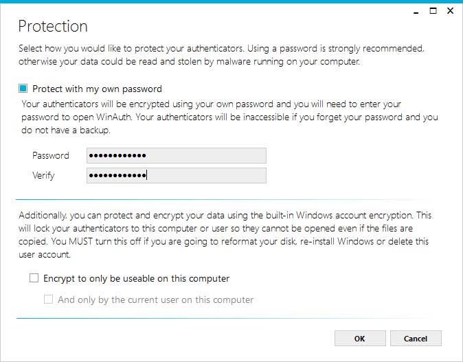 Set a password to encrypt the files saved. Set a password to encrypt the files saved.