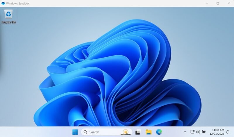 Windows Sandbox environment view.