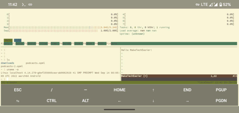 A screenshot of Termux running on Android 13.