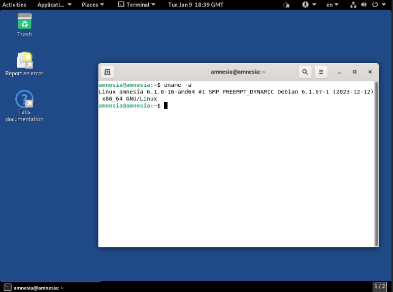 best-linux-distros-2018-tails A screenshot showing an example desktop for Tails OS.