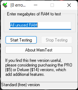 HCI MemTest screenshot