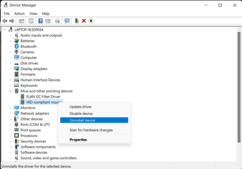 laptop-touchpad-not-working-device-manager Device Manager showing mouse properties